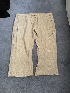 Women’s Drawstring Linen-Blend Pants - Beige